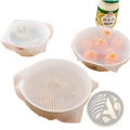 Clear silicone stretch lids reusable food covers 4 pack with dotted texture and flexible stretchy material
