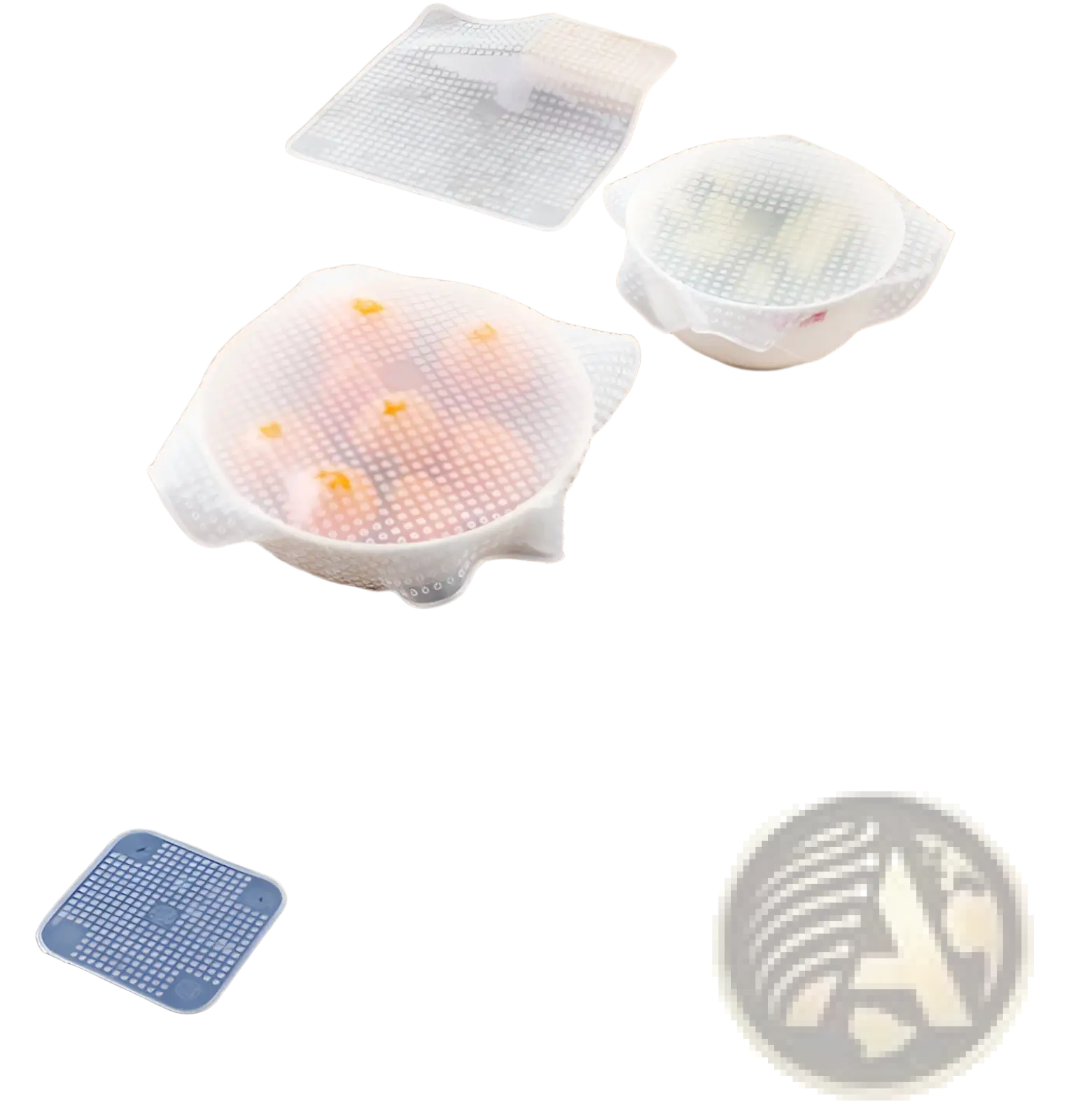 Transparent silicone stretch lid with dotted texture and scalloped edges reusable food cover 4 pack