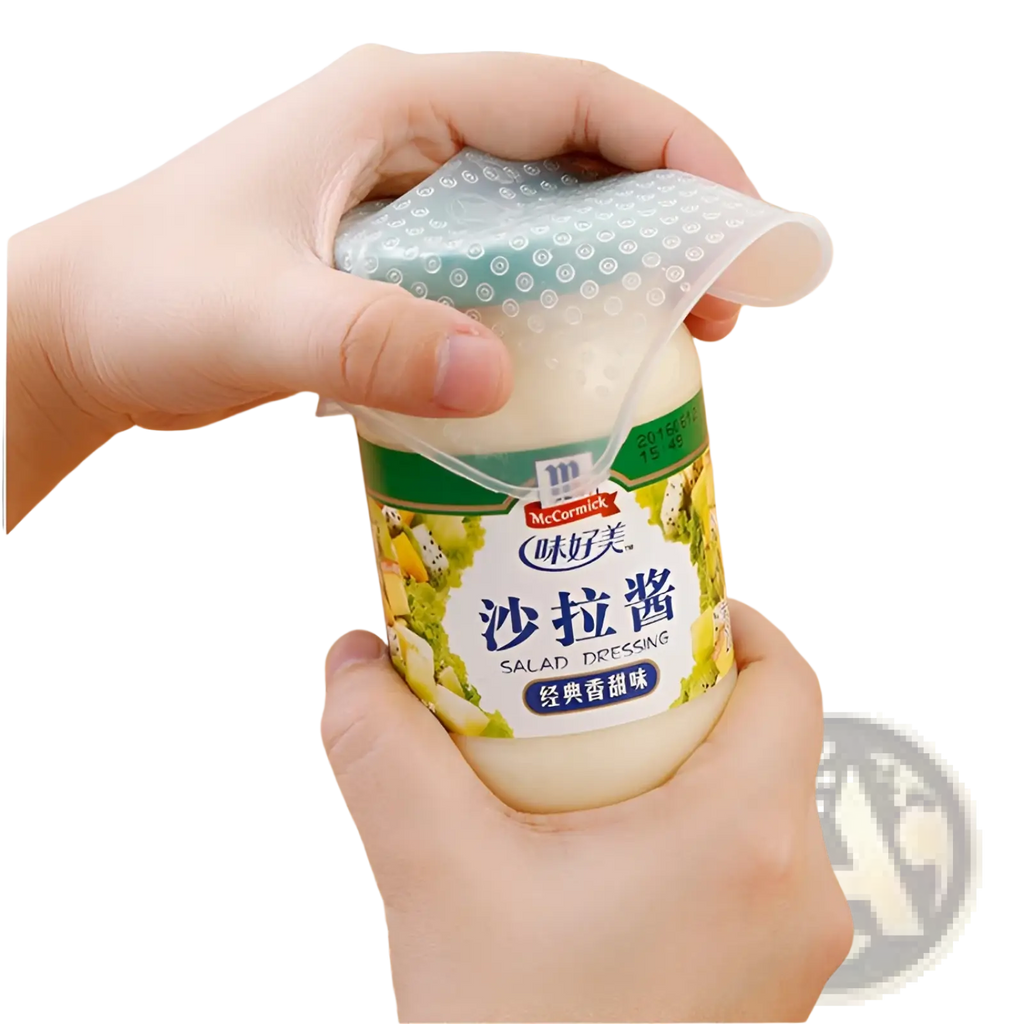 Transparent silicone jar lid with dotted pattern reusable food cover from silicone stretch lids 4 pack set