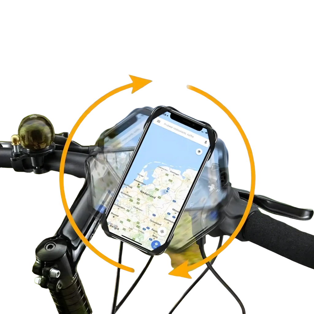Silicone universal bike phone holder transparent waterproof mount with 360-degree rotation for secure handlebar attachment