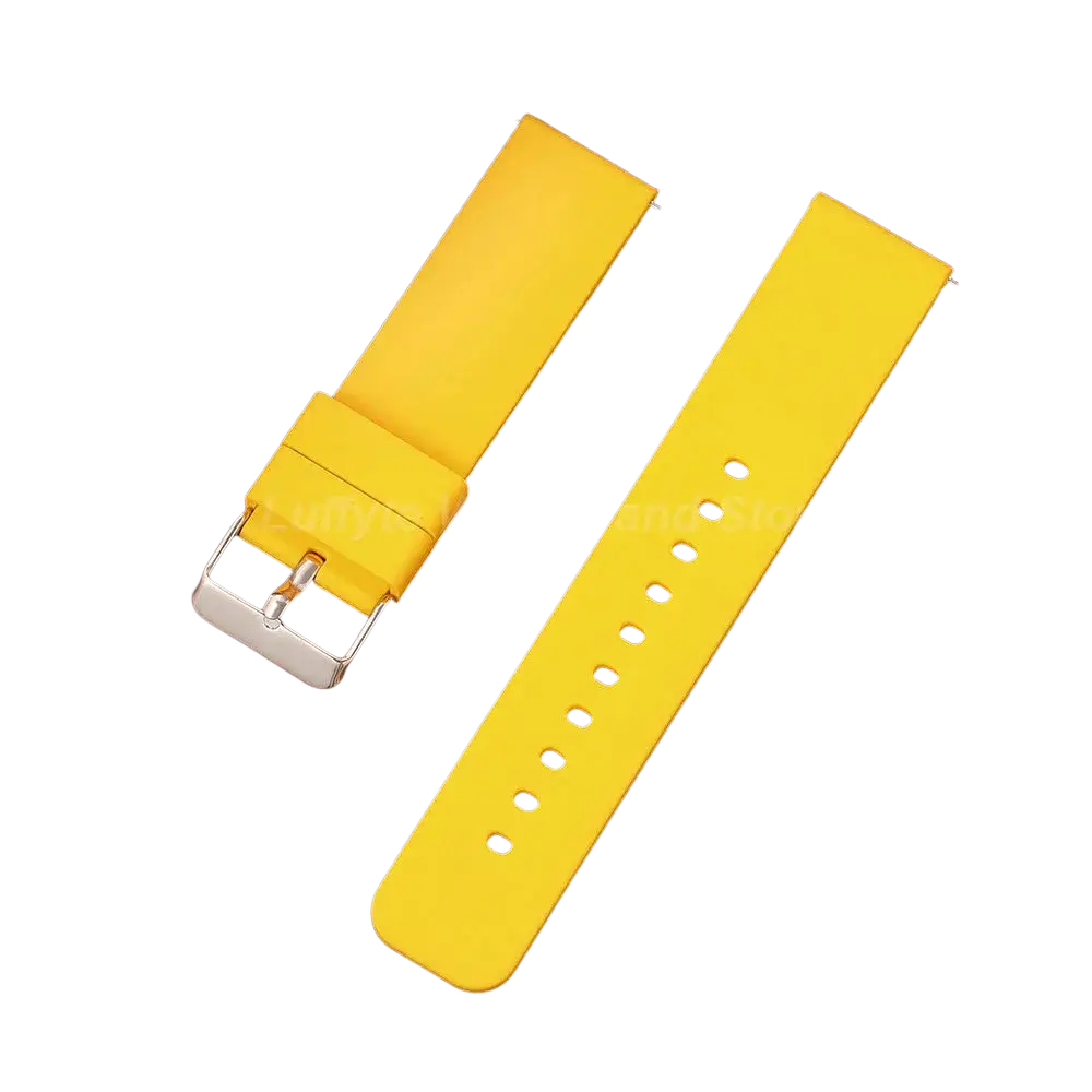 Bright yellow silicone watch strap with silver-toned buckle for men women fashhion casual silicone wear