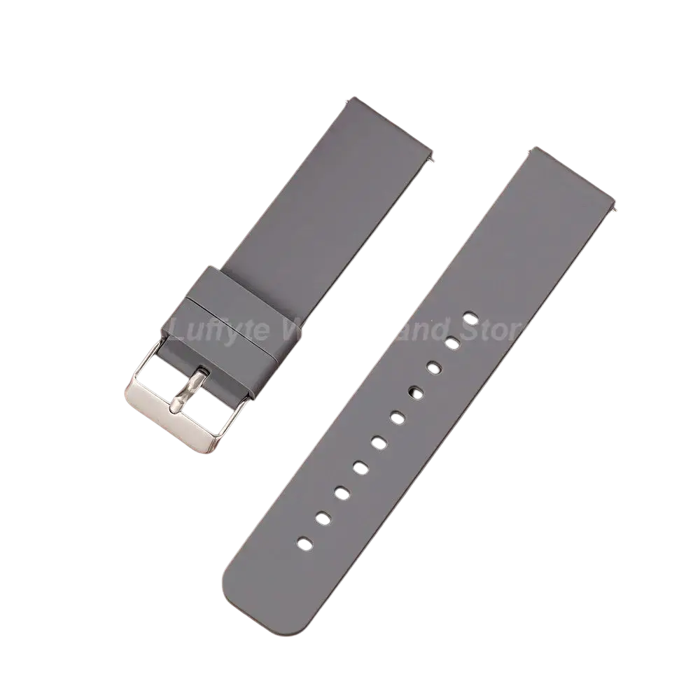 Gray silicone watch strap with silver-toned buckle for men women fashhion casual silicone accessories