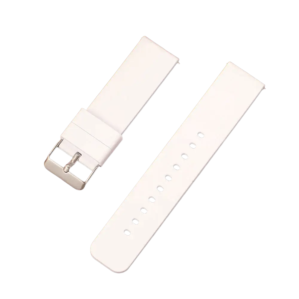 White silicone watch band set for men women featuring a silver-toned buckle ideal for fashhion casual wear