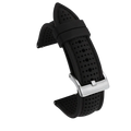 Black perforated silicone watch strap with silver-toned buckle quick release available in 20mm 22mm 24mm sizes