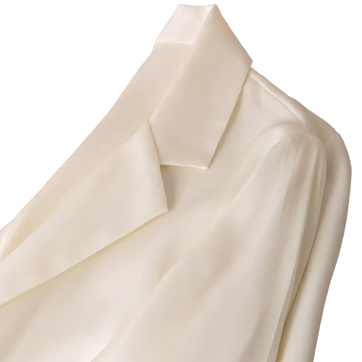 Silk blazer women one button office jacket with a soft off-white silk blouse featuring a classic collar and flowing fabric