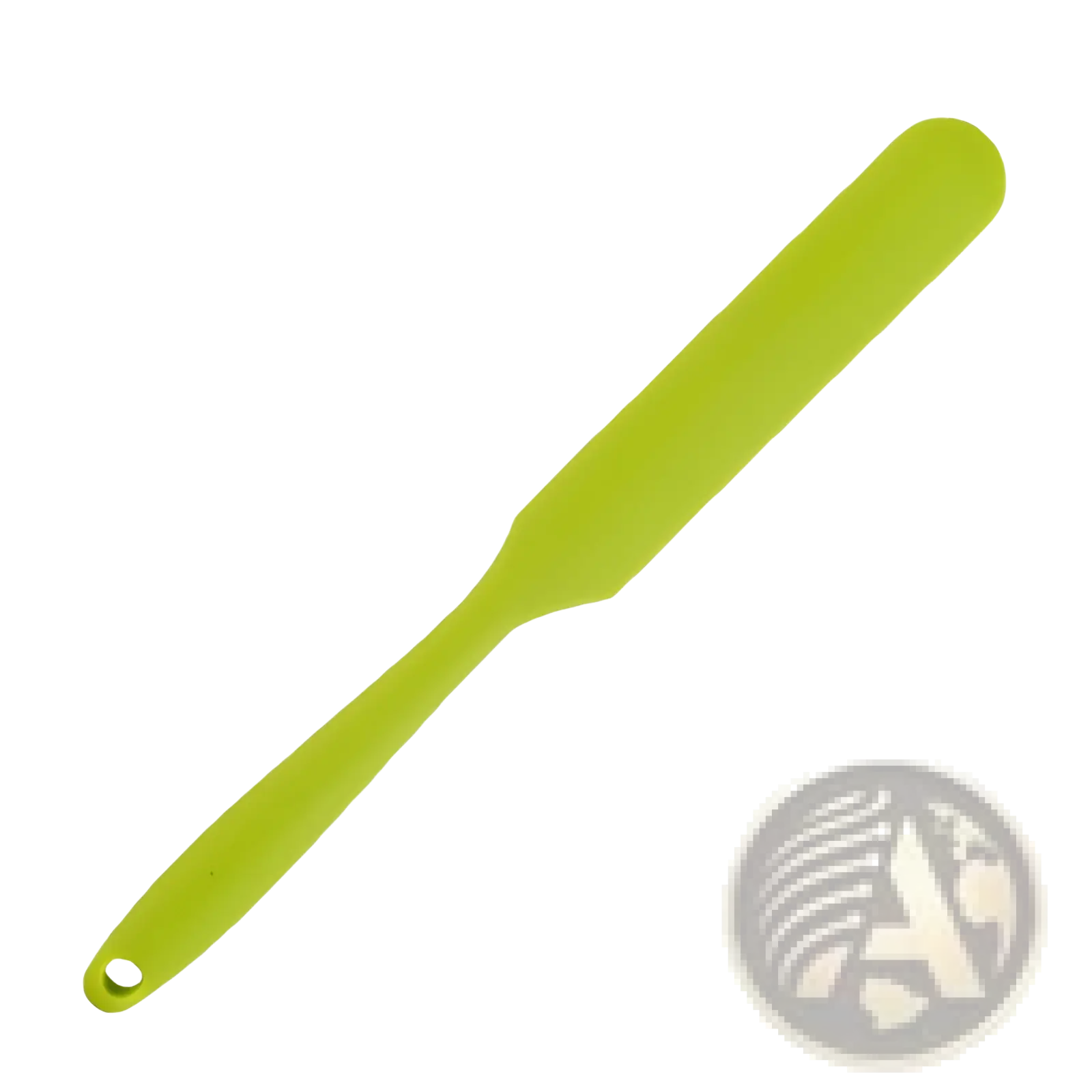 Bright lime green silicone baking spatula with smooth flexible blade heat resistant for colorful kitchen use