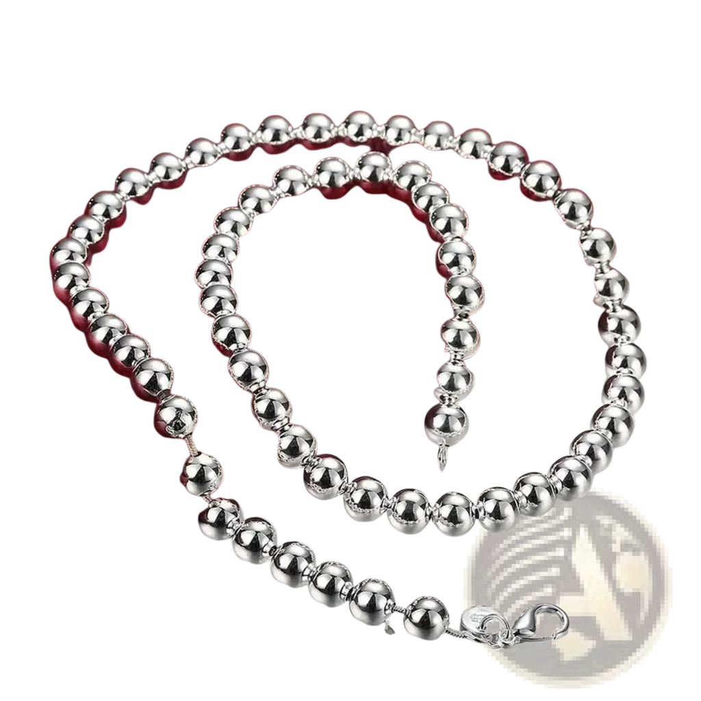 Silver beaded jewelry set sterling silver necklace with a sleek polished finish and a secure clasp ball chain