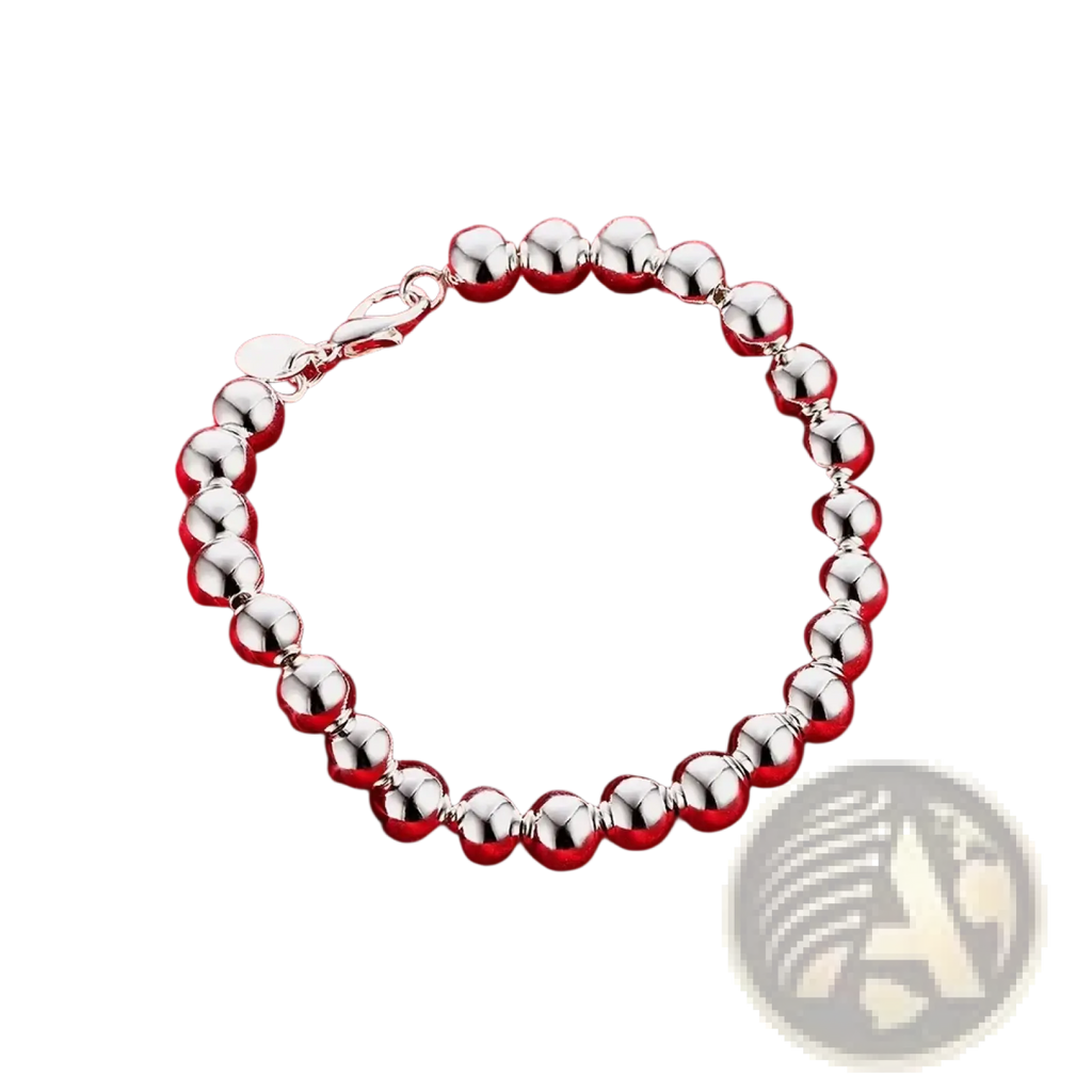 Silver beaded bracelet with polished reflective finish and secure clasp from silver beaded jewelry set sterling silver necklace