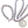 Silver beaded jewelry set sterling silver necklace with sleek polished finish and matching clasp