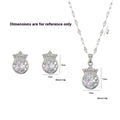 Silver crown zircon necklace and earring set featuring a silver pendant with clear central gemstone and surrounding crystals
