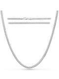 3.5mm silver diamond cut Cuban link chain necklace with polished silver-toned curb chain and secure clasp