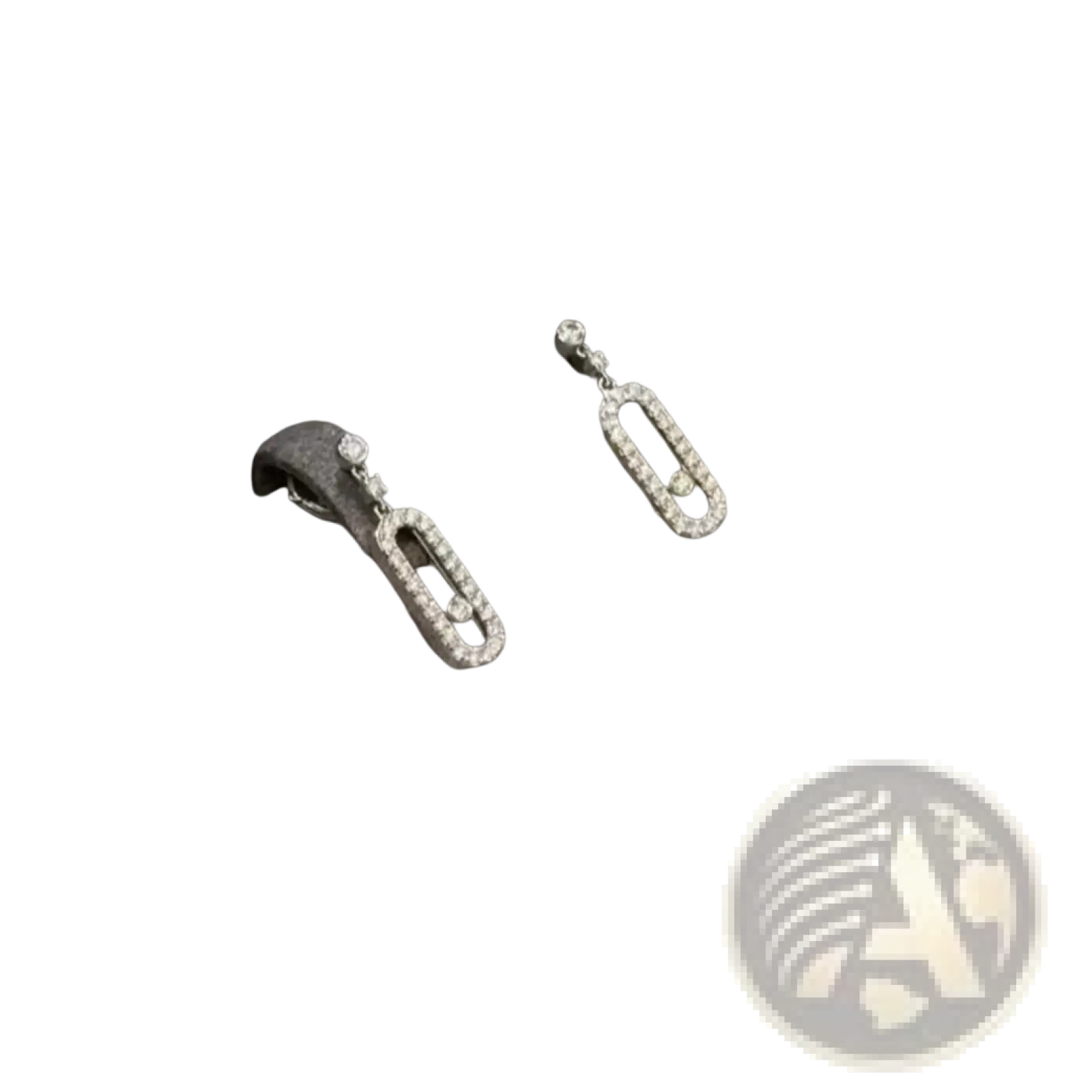 Elegant silver diamond rectangle drop earrings with sleek rectangular design and sparkling diamond accents