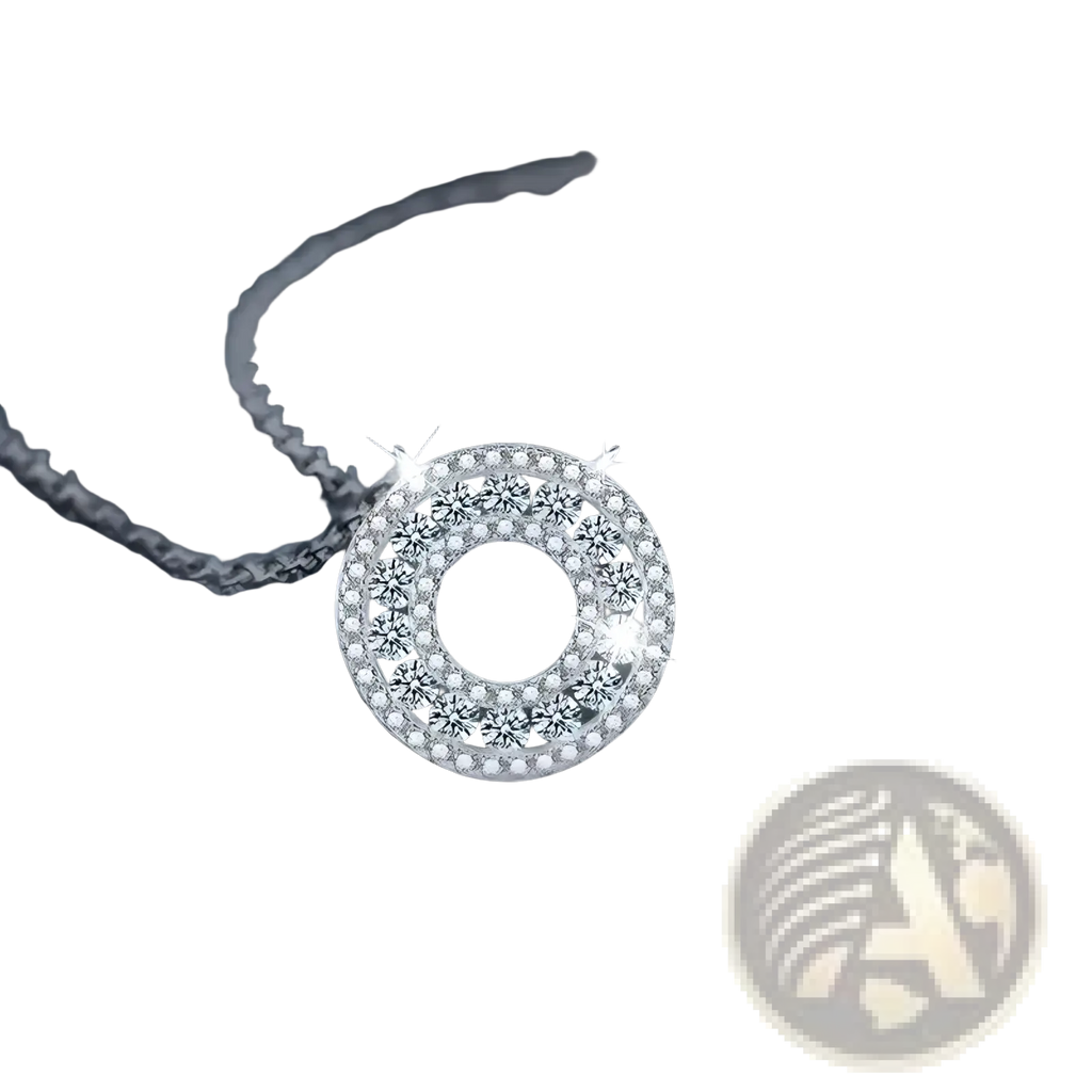 Silver moissanite halo pendant necklace featuring a delicate s925 sterling silver circular pendant with clear cubic zirconia floral pattern
