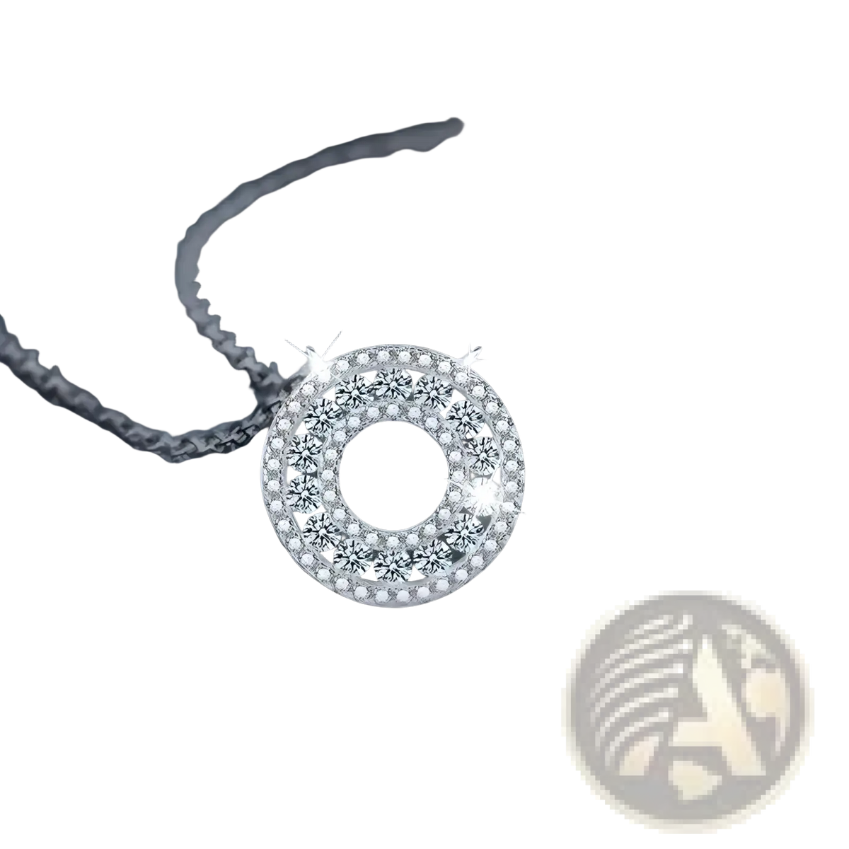Silver moissanite halo pendant necklace featuring a delicate s925 sterling silver circular pendant with clear cubic zirconia floral pattern