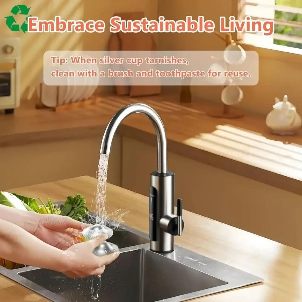 Modern stainless steel electric faucet with sleek curved spout and black control knob for kitchen use