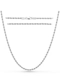 3mm diamond cut stainless steel silver rope chain necklace with polished interlocking twisted design and secure clasp
