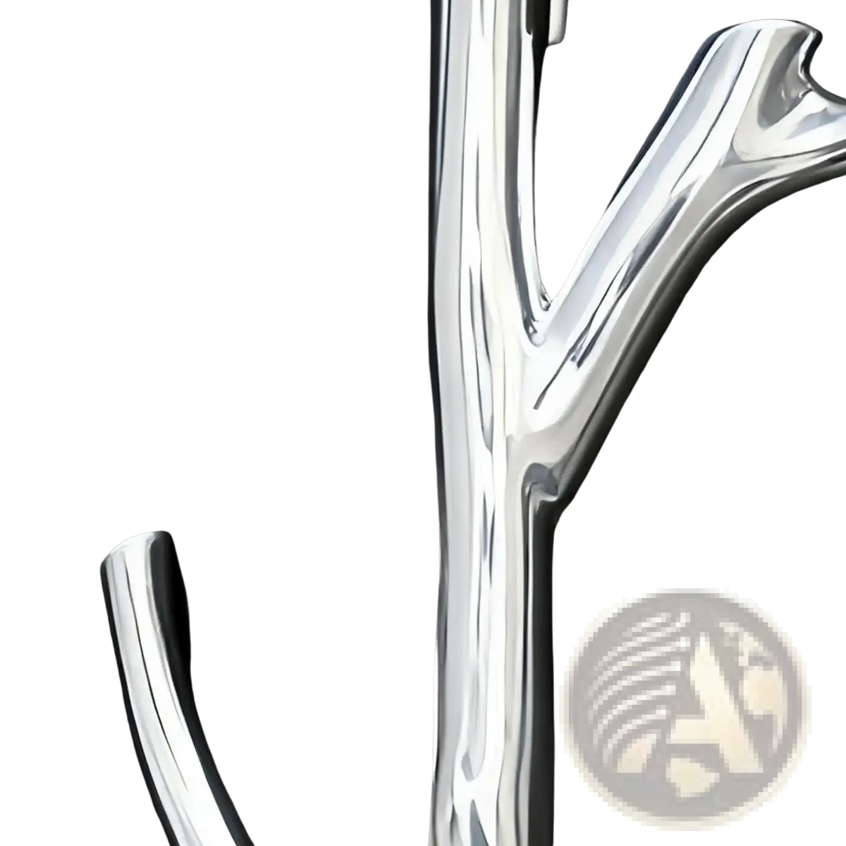 Silver metallic tree branch brooch pin with a sleek design for fashion corsage and stylish accessory use