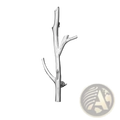 Silver tree branch brooch pin featuring an intricate silver metallic branch-shaped design with polished finish