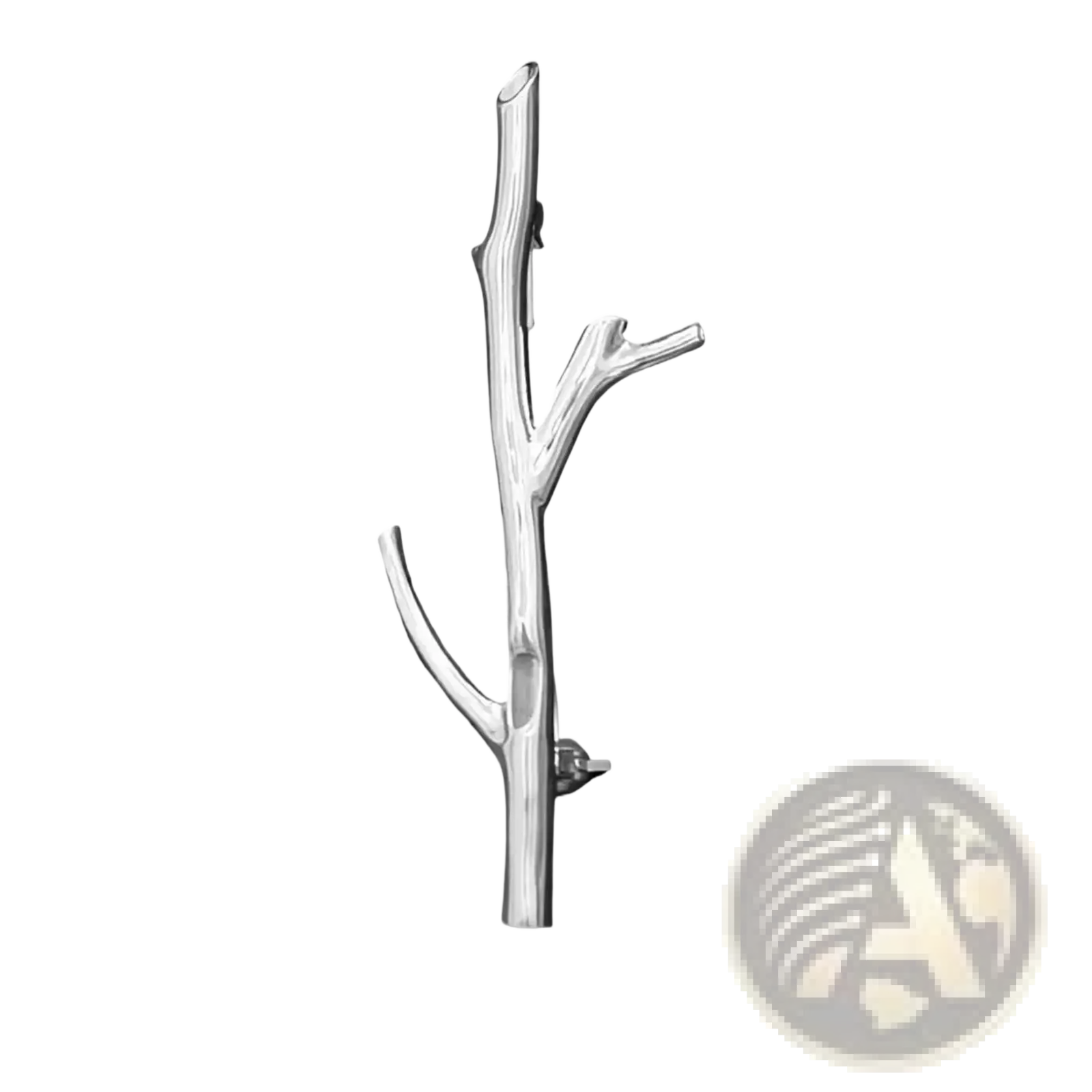 Silver tree branch brooch pin with a sleek metallic finish and natural branching design for fashion corsage use