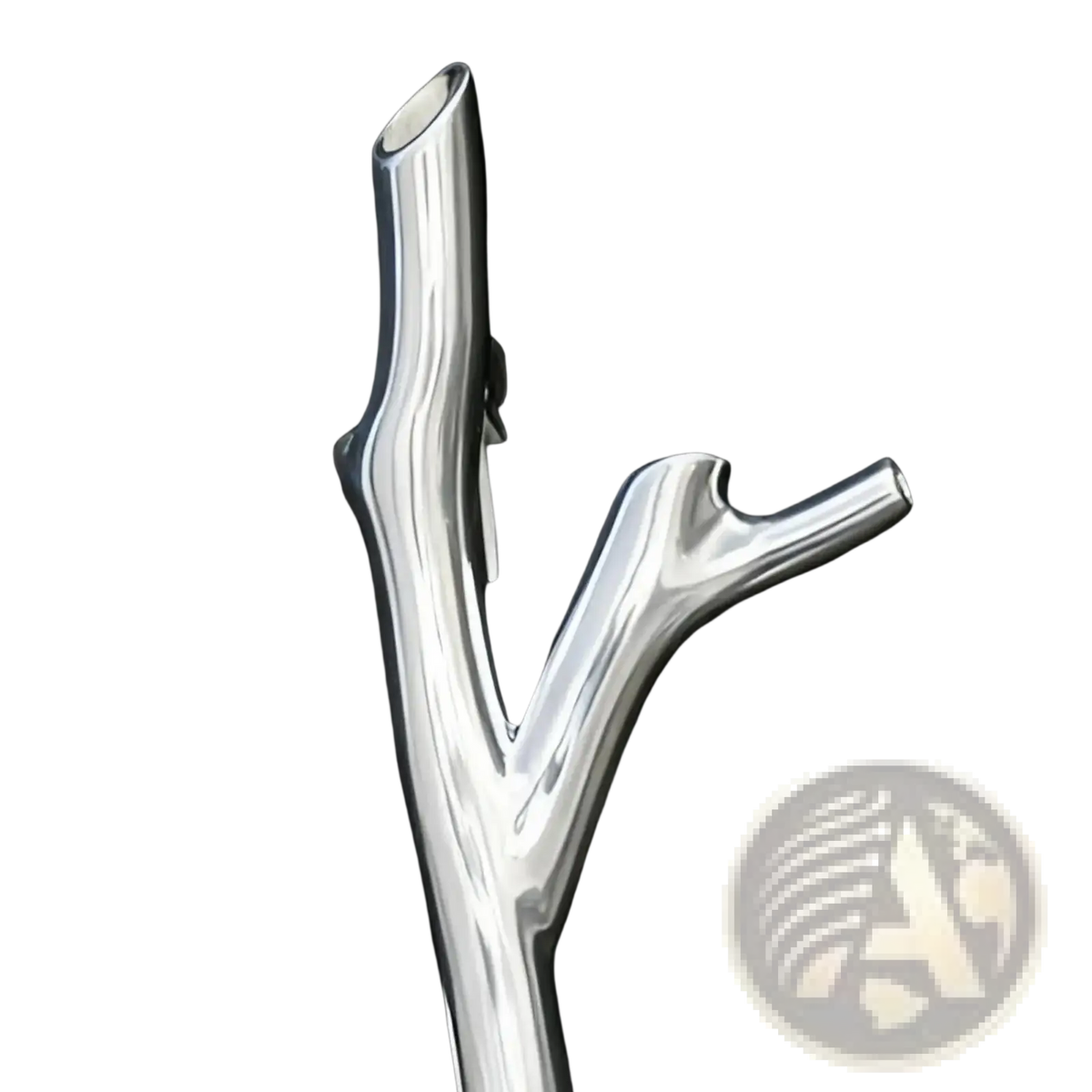Silver tree branch brooch pin featuring a polished silver pendant with smooth organic curves for fashion corsage