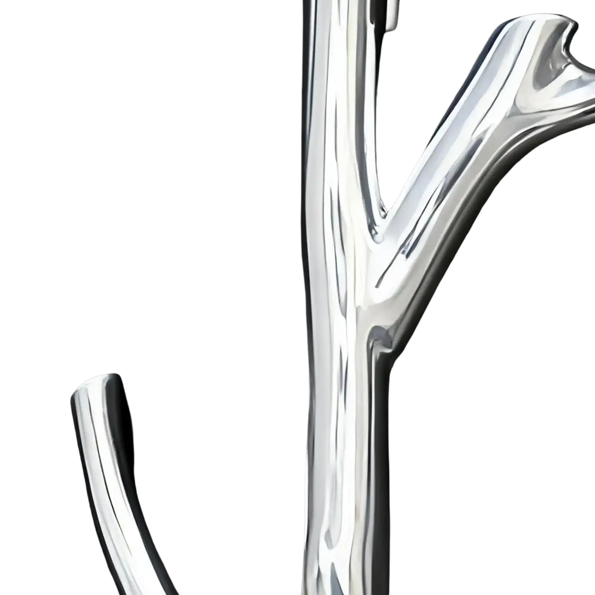 Silver metallic tree branch brooch pin with a sleek design for fashion corsage and stylish accessory use