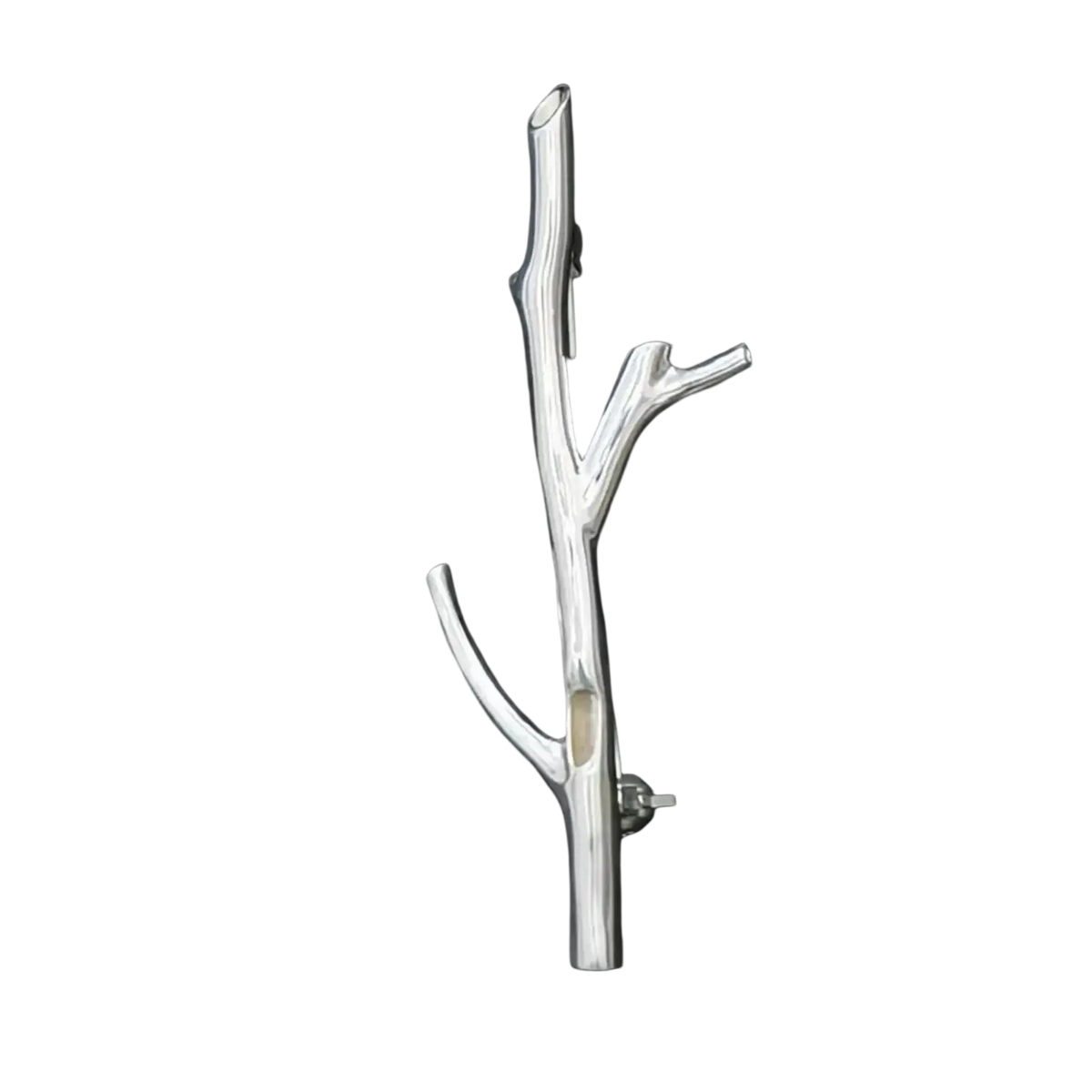 Silver tree branch brooch pin featuring a polished silver metallic finish and intricate branching design for fashion corsage