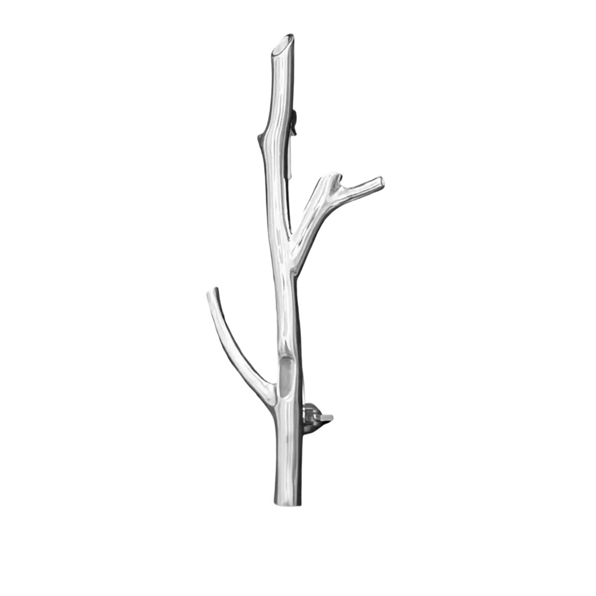 Silver tree branch brooch pin with a sleek metallic finish and natural branching design for fashion corsage use