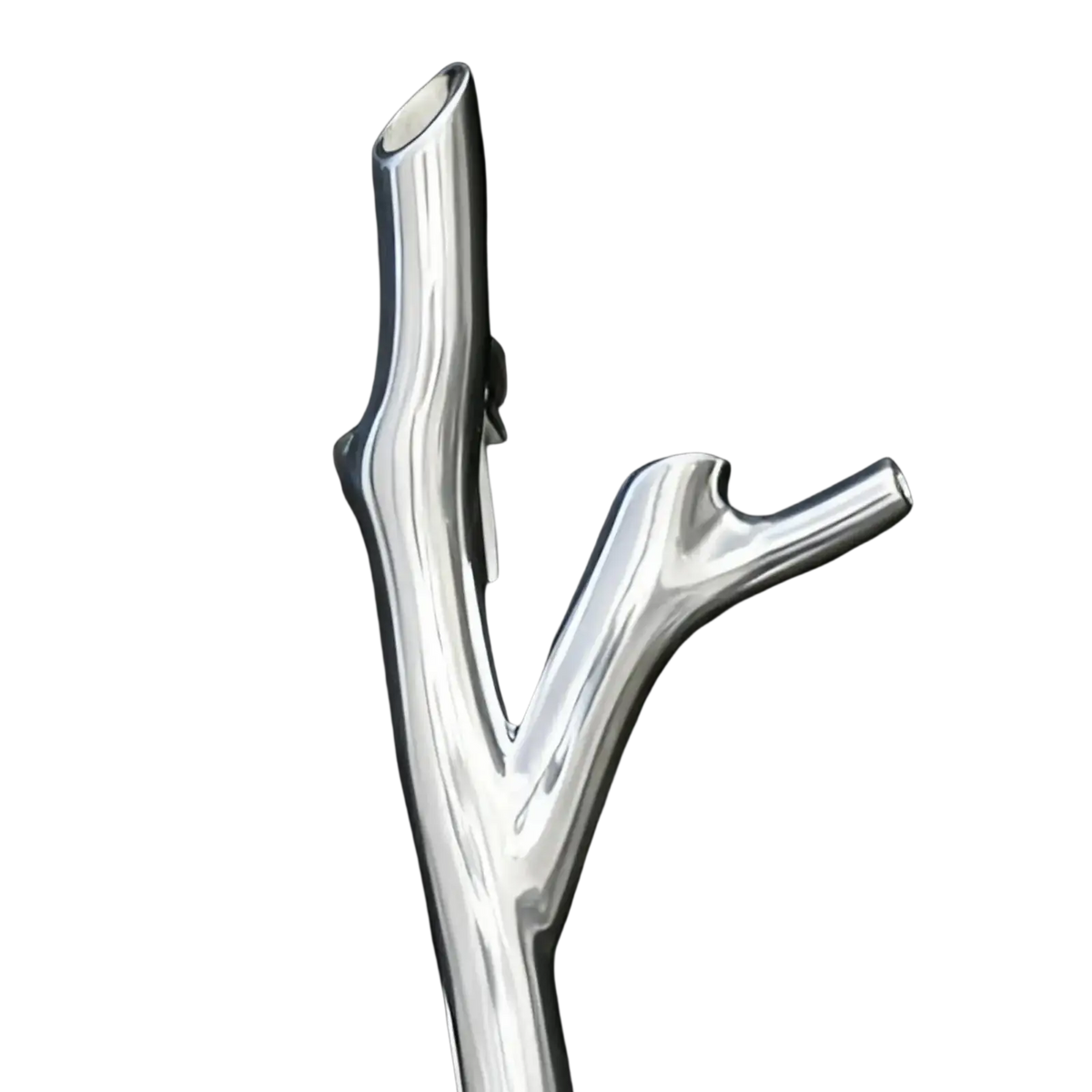Silver tree branch brooch pin featuring a polished silver pendant with smooth organic curves for fashion corsage