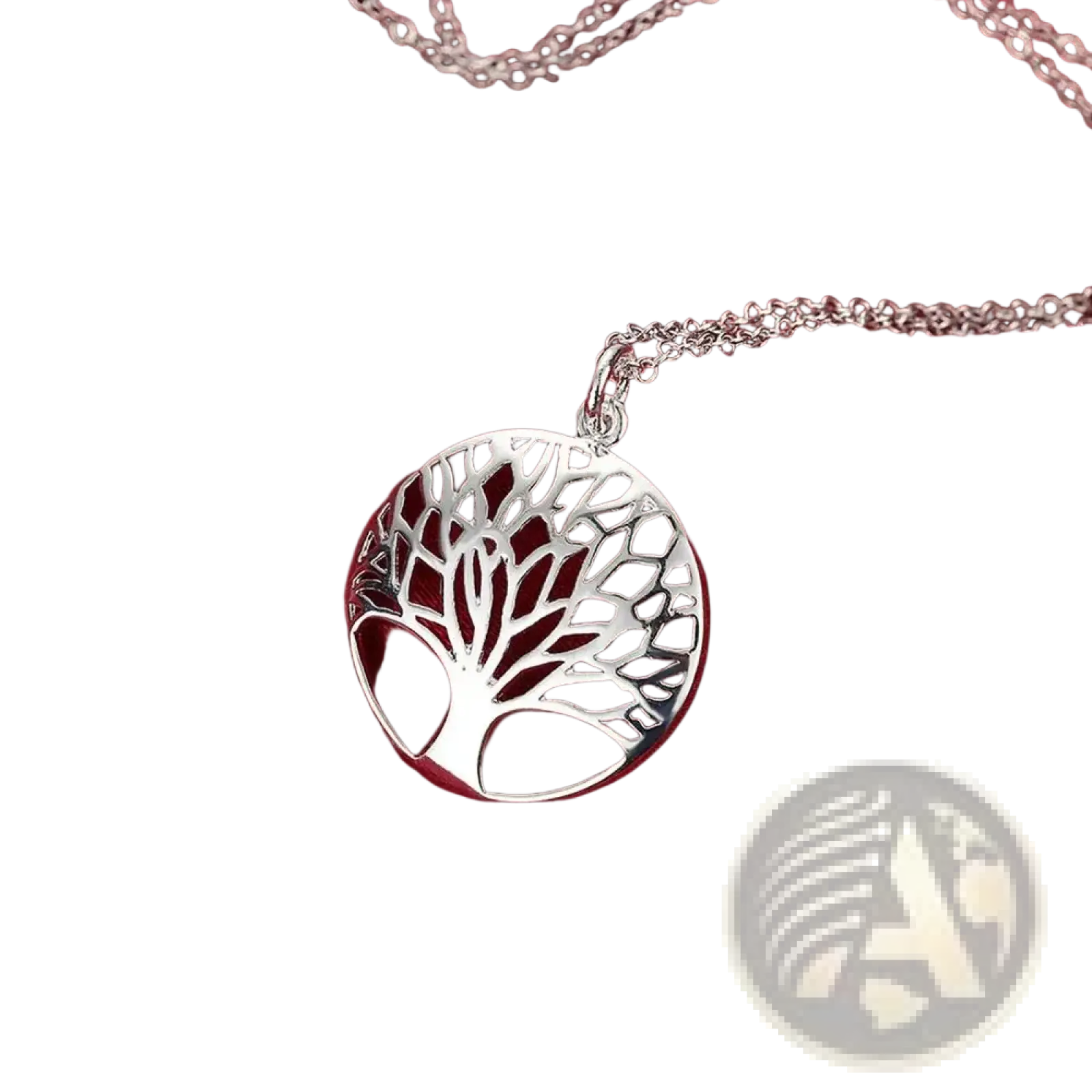 Silver tree of life pendant necklace in 925 sterling silver with intricate cut-out design and delicate chain