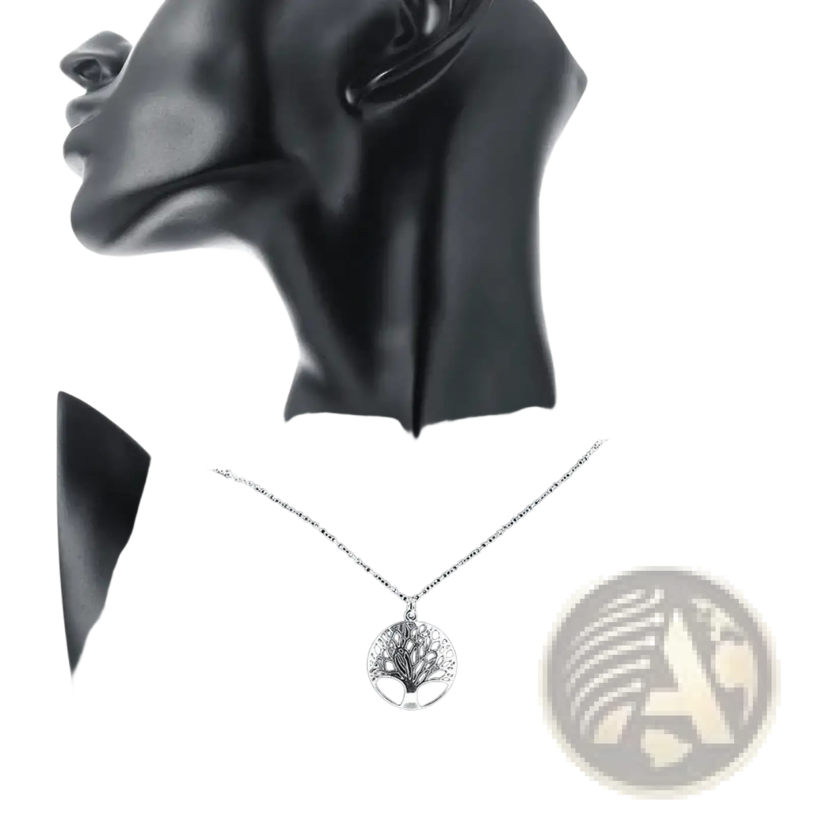 Silver tree of life pendant necklace in 925 sterling silver with intricate filigree design on a delicate chain