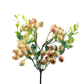 Delicate simulation berry flowers foam branch with pale yellow and pink berries green leaves for home and wedding decor