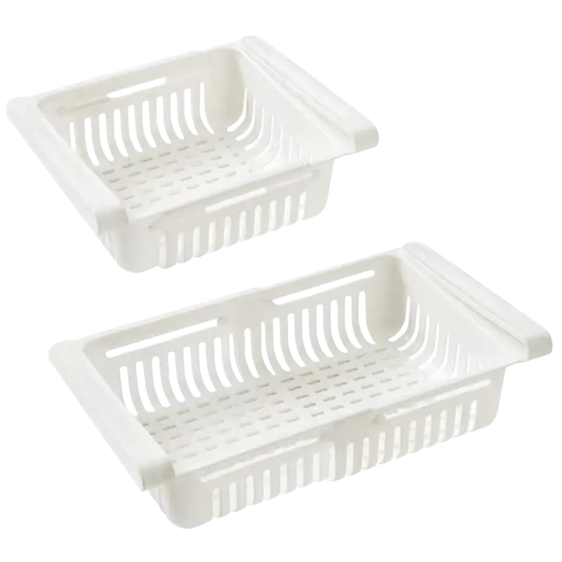 White plastic sink drain rack with slotted design and side handles made of food-grade polypropylene for kitchen use