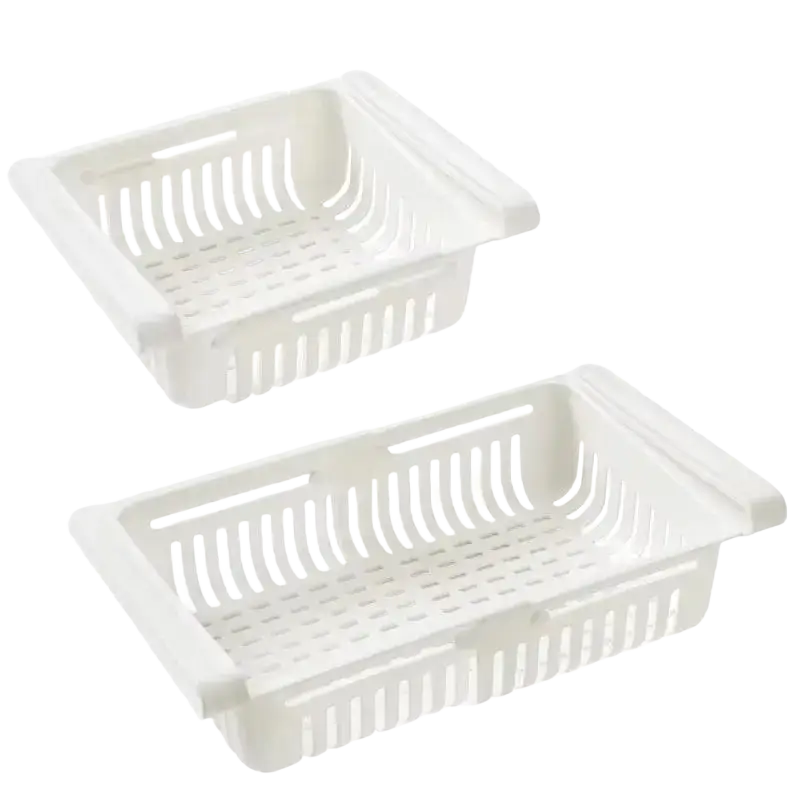 White plastic sink drain rack with slotted design made of food-grade polypropylene for adjustable kitchen use