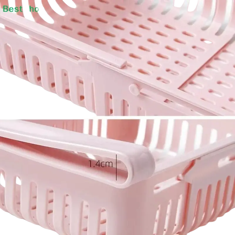 Pink plastic sink drain rack with perforated design and integrated handle made of food-grade polypropylene