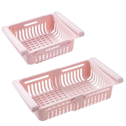 Pink plastic sink drain rack with slotted sides handle made of food-grade polypropylene adjustable kitchen shelf