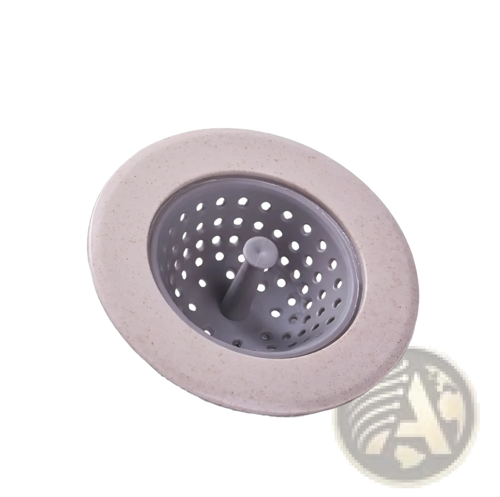 Beige and gray silicone sink strainer with perforated design for anti clogging kitchen filter use