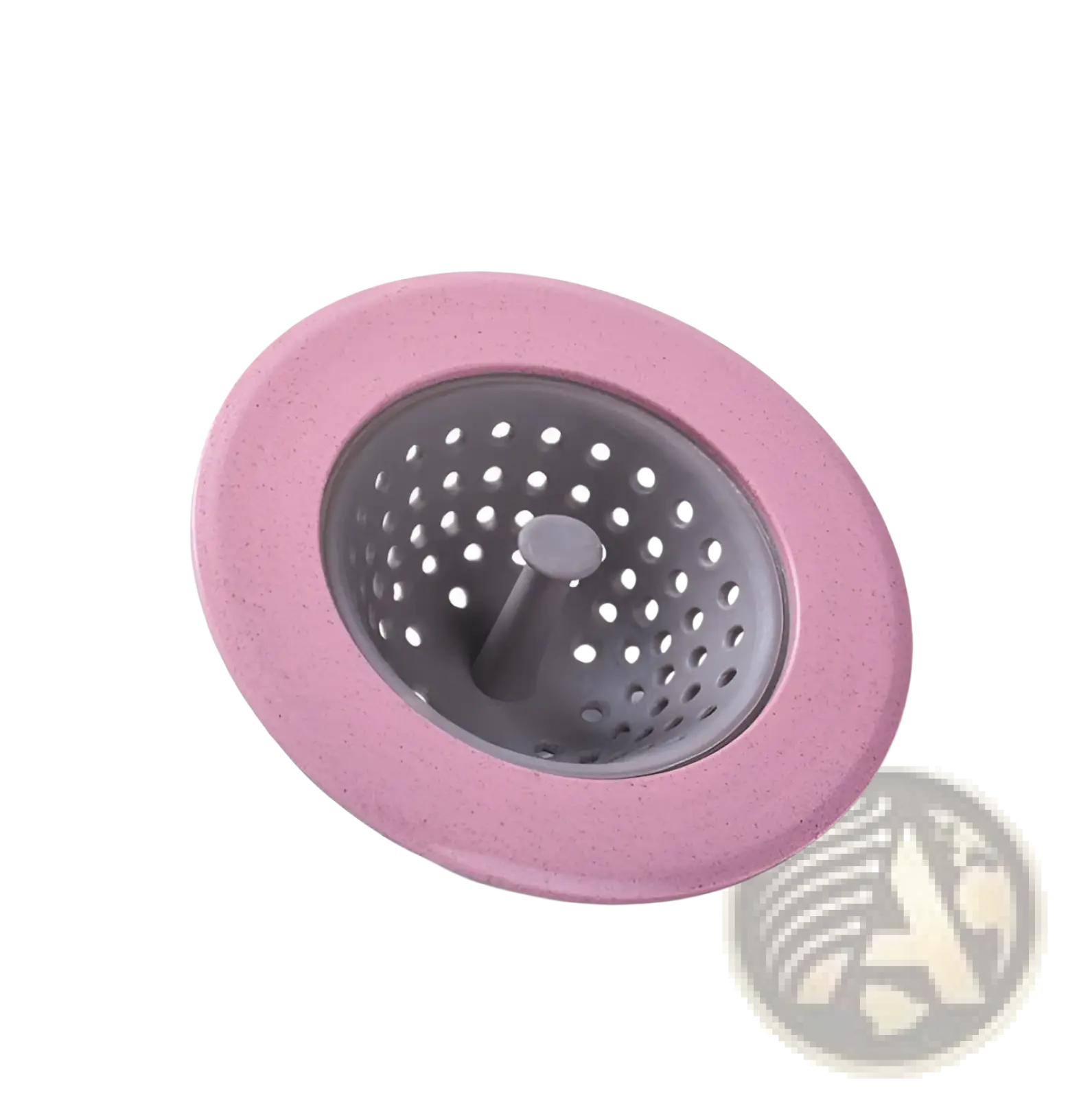 Pink silicone sink strainer with gray metal mesh interior and perforated design for anti clogging kitchen filter