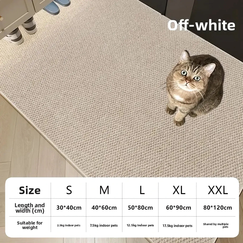Off-white sisal cat scratch pad pet mat with textured surface for furniture protection and durability