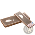 Sisal cat scratching board with brown corrugated cardboard and white embroidered mouse design with fish borders