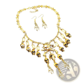 Gold-colored skeleton choker necklace set featuring skulls bones and hand charms gothic skull pendant jewelry