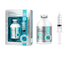 Skin brightening face serum with syringe applicator in silver and teal packaging for precise spot removal and whitening