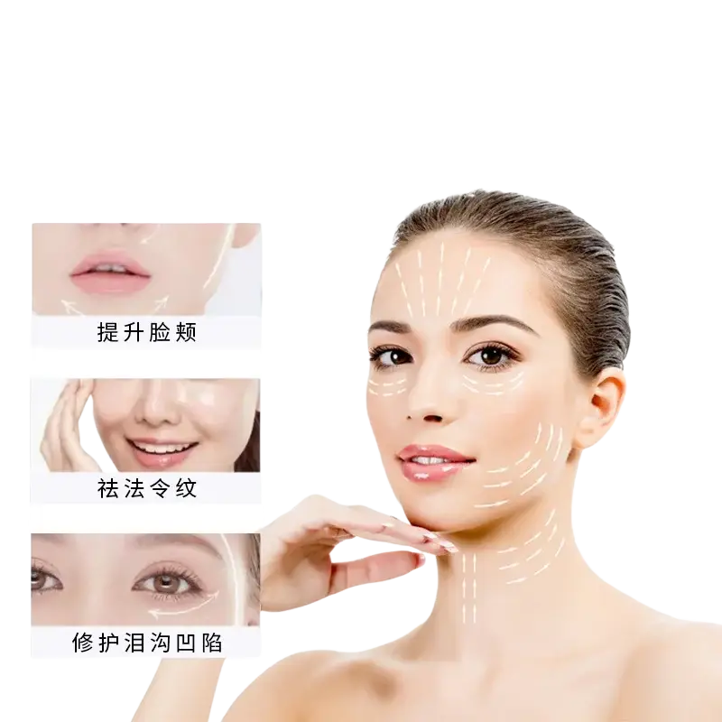 A woman with smooth skin promotes skin care collagen moisturizing essence vial for youthful hydration