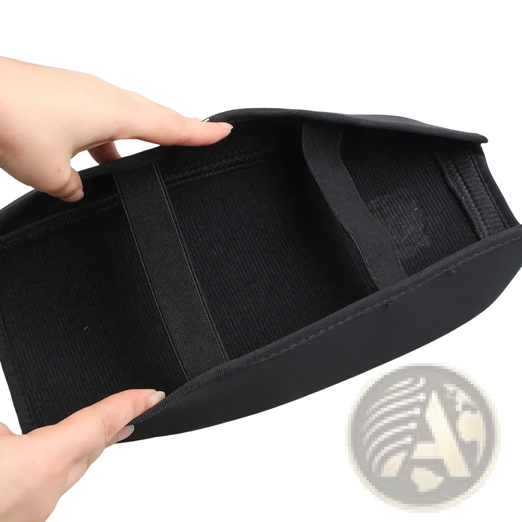 Black fabric car center console organizer with elastic dividers for skoda kodiaq armrest cushion 2017 2024