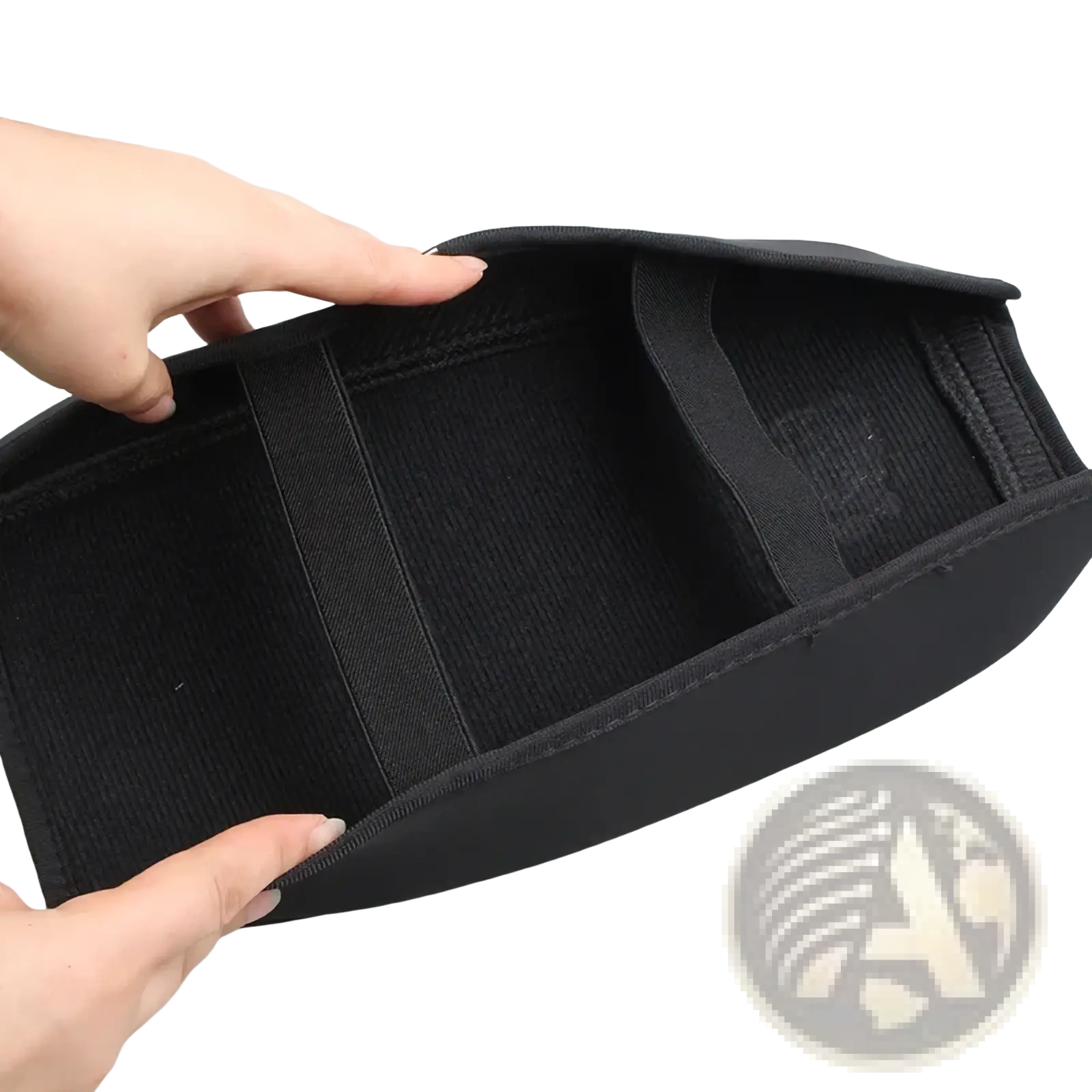 Black fabric car center console organizer with elastic dividers for skoda kodiaq armrest cushion 2017 2024