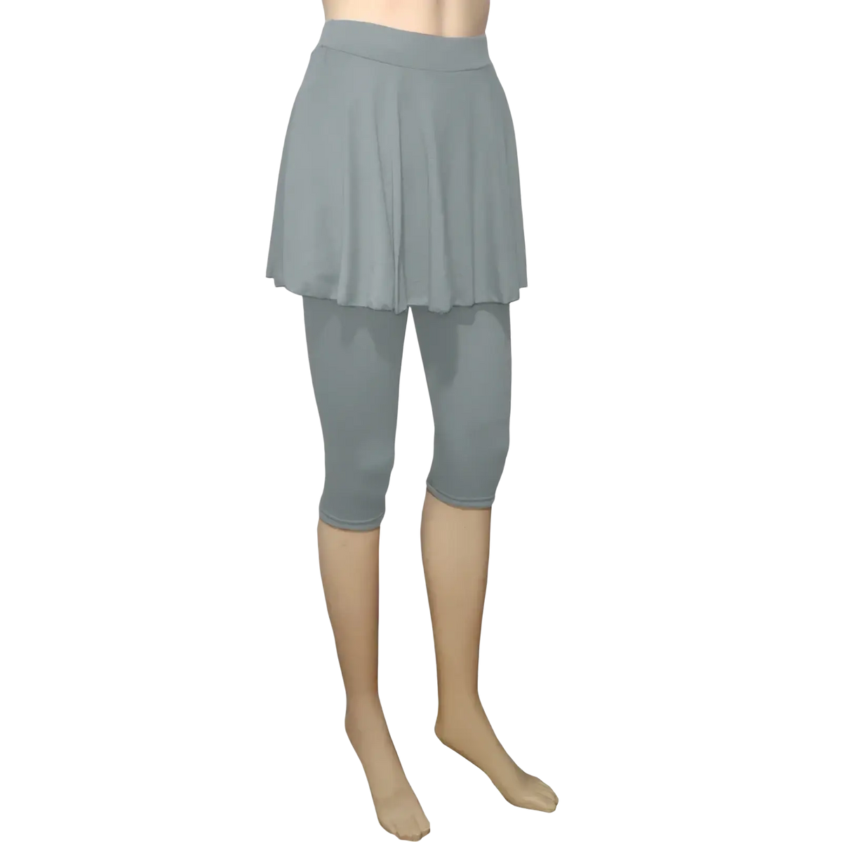 Light gray pleated skort leggings capris activewear pants set featuring lightweight fabric for versatile comfort and style