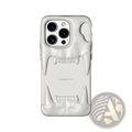 Matte white skull 3d anti drop iphone 14 pro case back with sculpted open jaw teeth design and camera cutouts