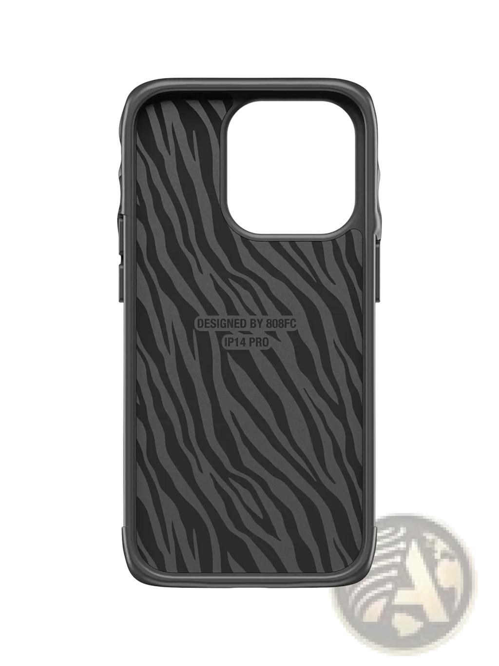 Black zebra print skull 3d anti drop iphone 14 pro case showing back with rugged protective frame