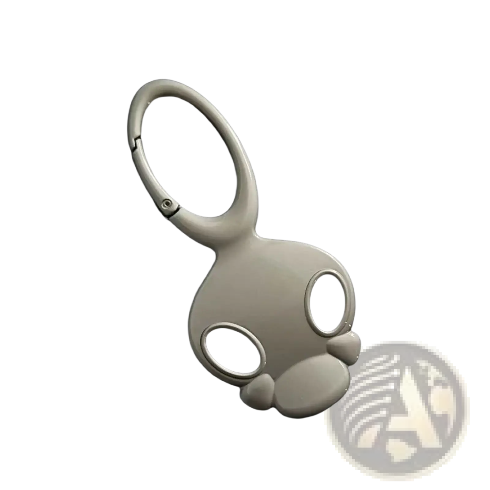 White ceramic skull metal car keychain bag charm shaped like a stylized bunny with large black eye cutouts and rounded ears