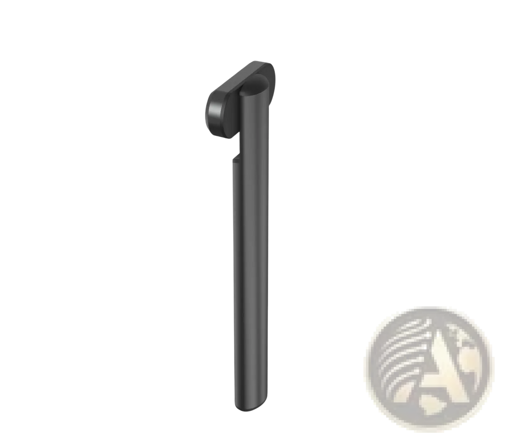 Black cylindrical phone stand with sleek minimalist design and rounded top for the sleek metallic electric eye beauty wand