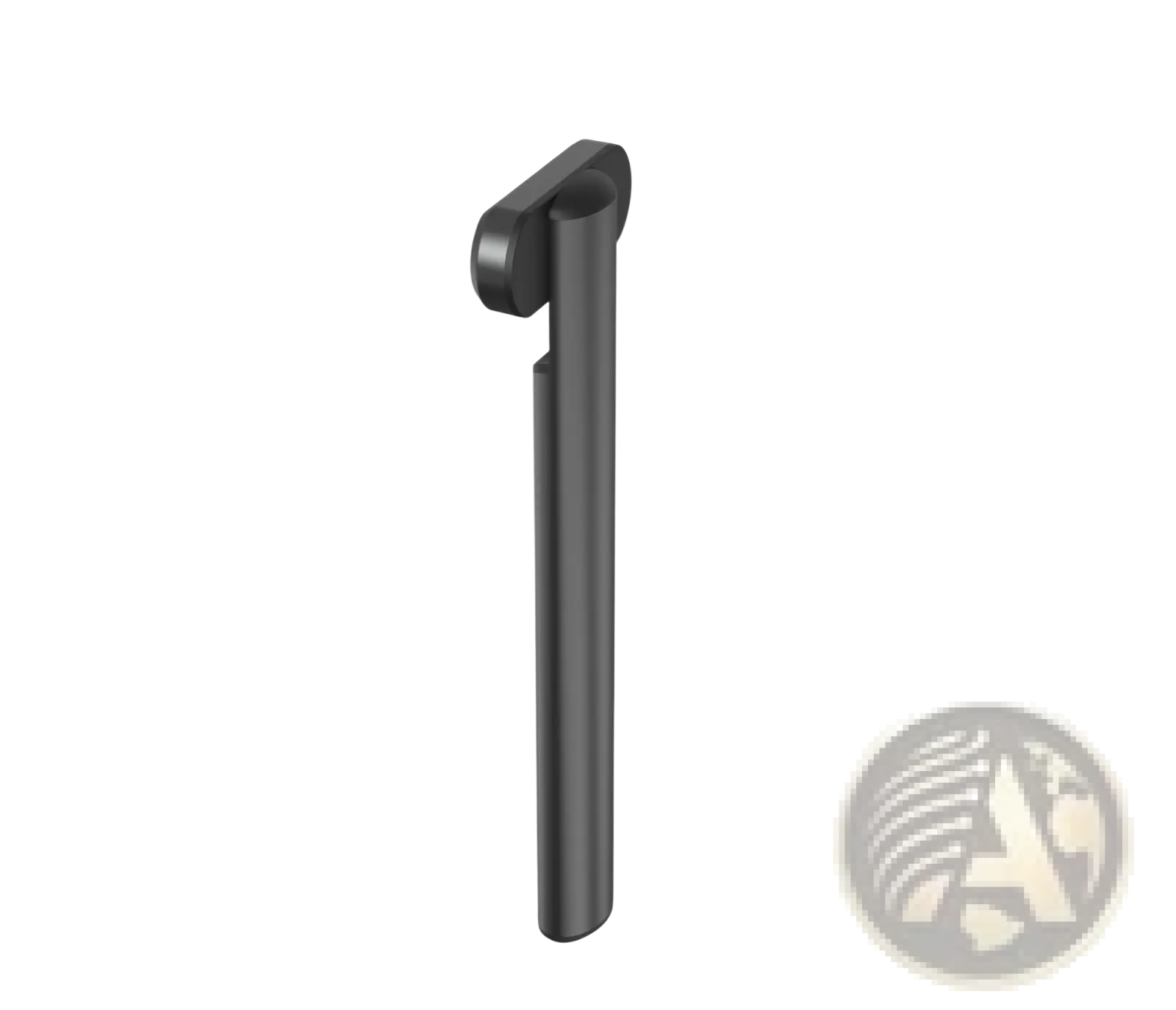 Black cylindrical phone stand with sleek minimalist design and rounded top for the sleek metallic electric eye beauty wand